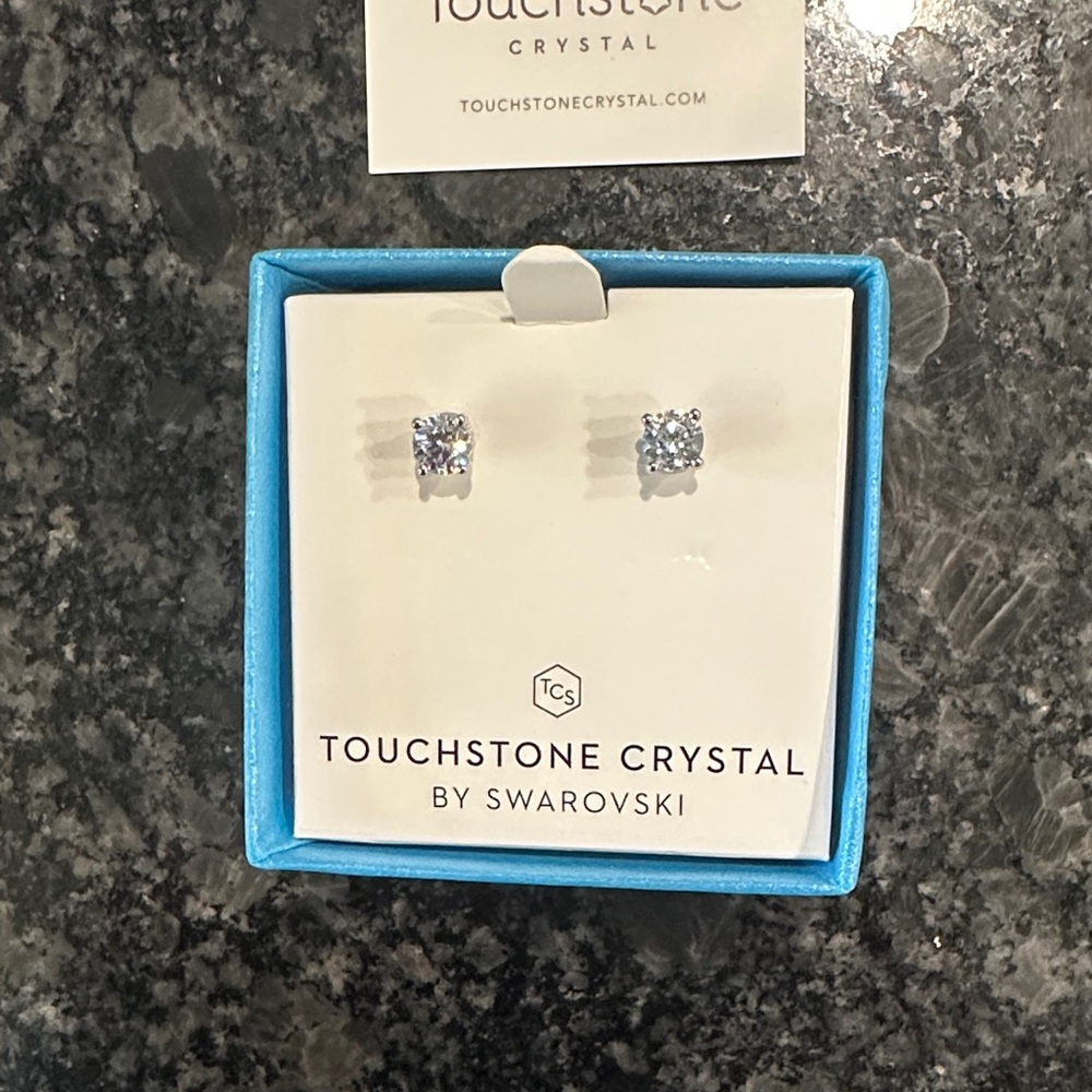 Touchstone Crystal Sparkling Silver Earrings